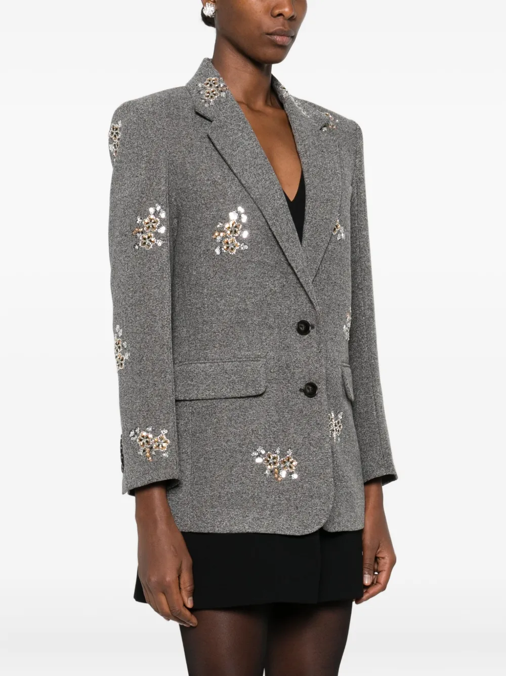 Maje Blazer met geborduurde bloemen Grijs