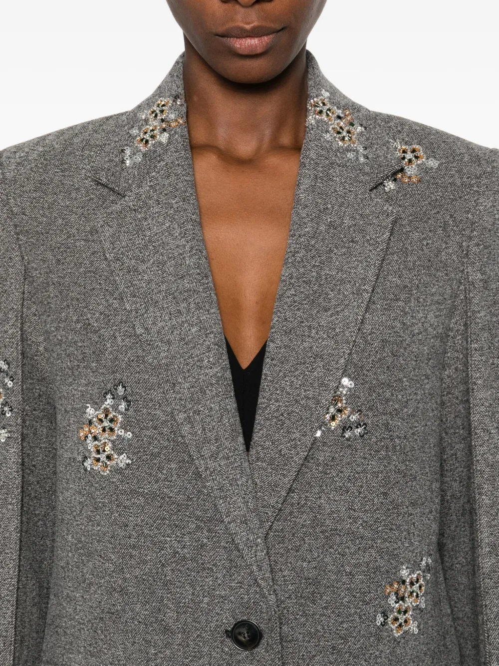 Maje Blazer met geborduurde bloemen Grijs