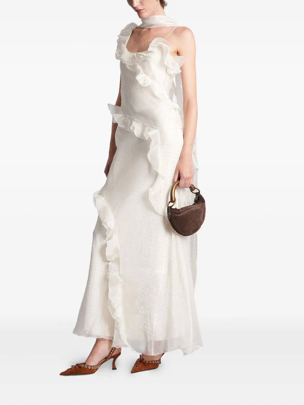 SIEDRES Monica ruffled maxi dress - Wit