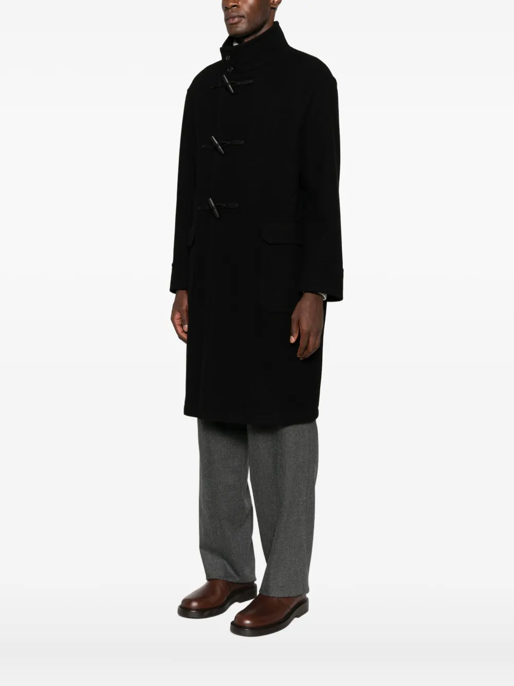 Tagliatore Toggle-front Wool Coat In Black