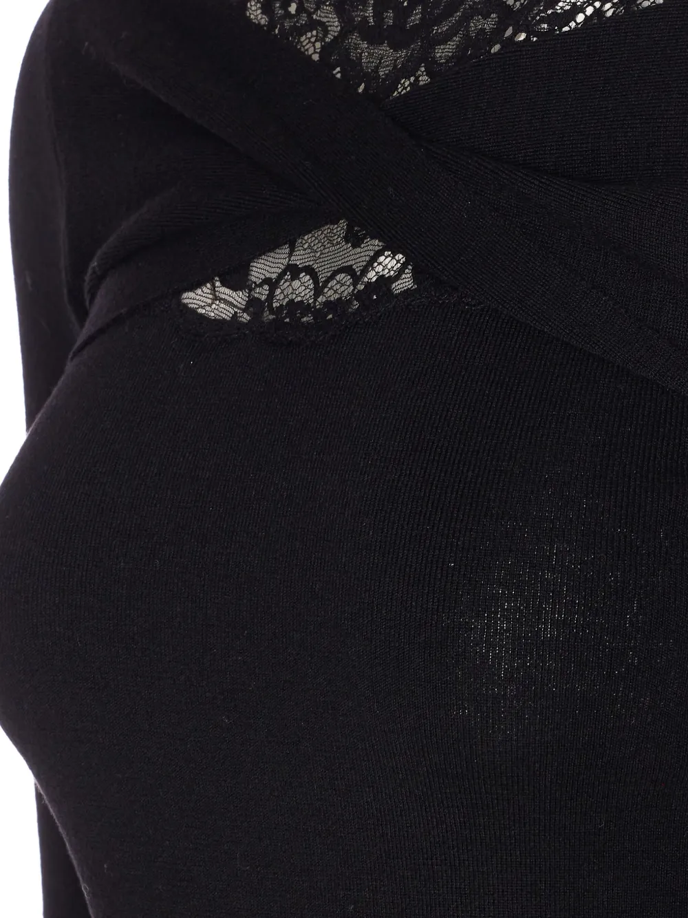 Valentino Knitwear With Lace Cuffs And Long Sleeves In Black