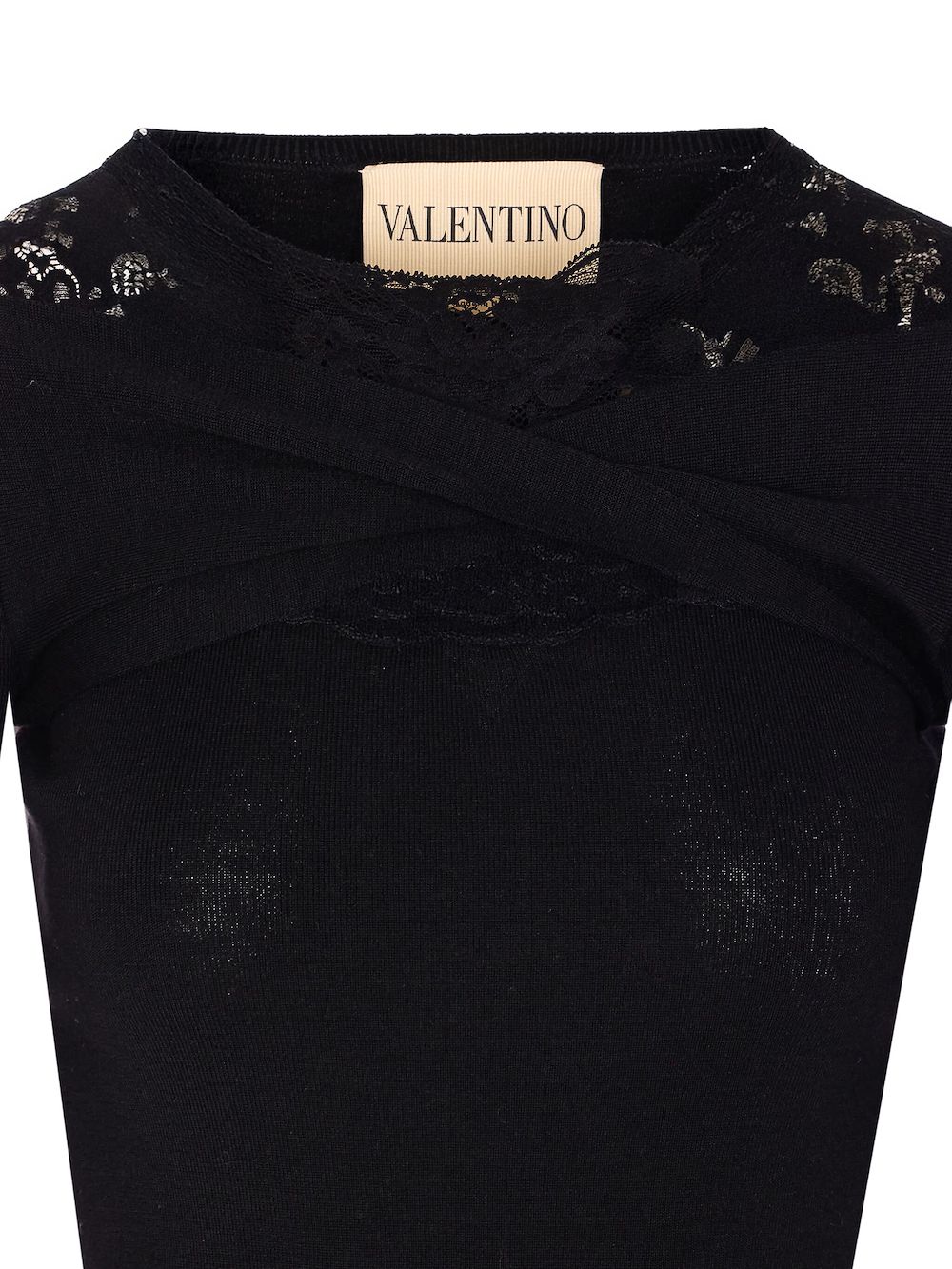 Valentino Knitwear With Lace Cuffs And Long Sleeves In Black