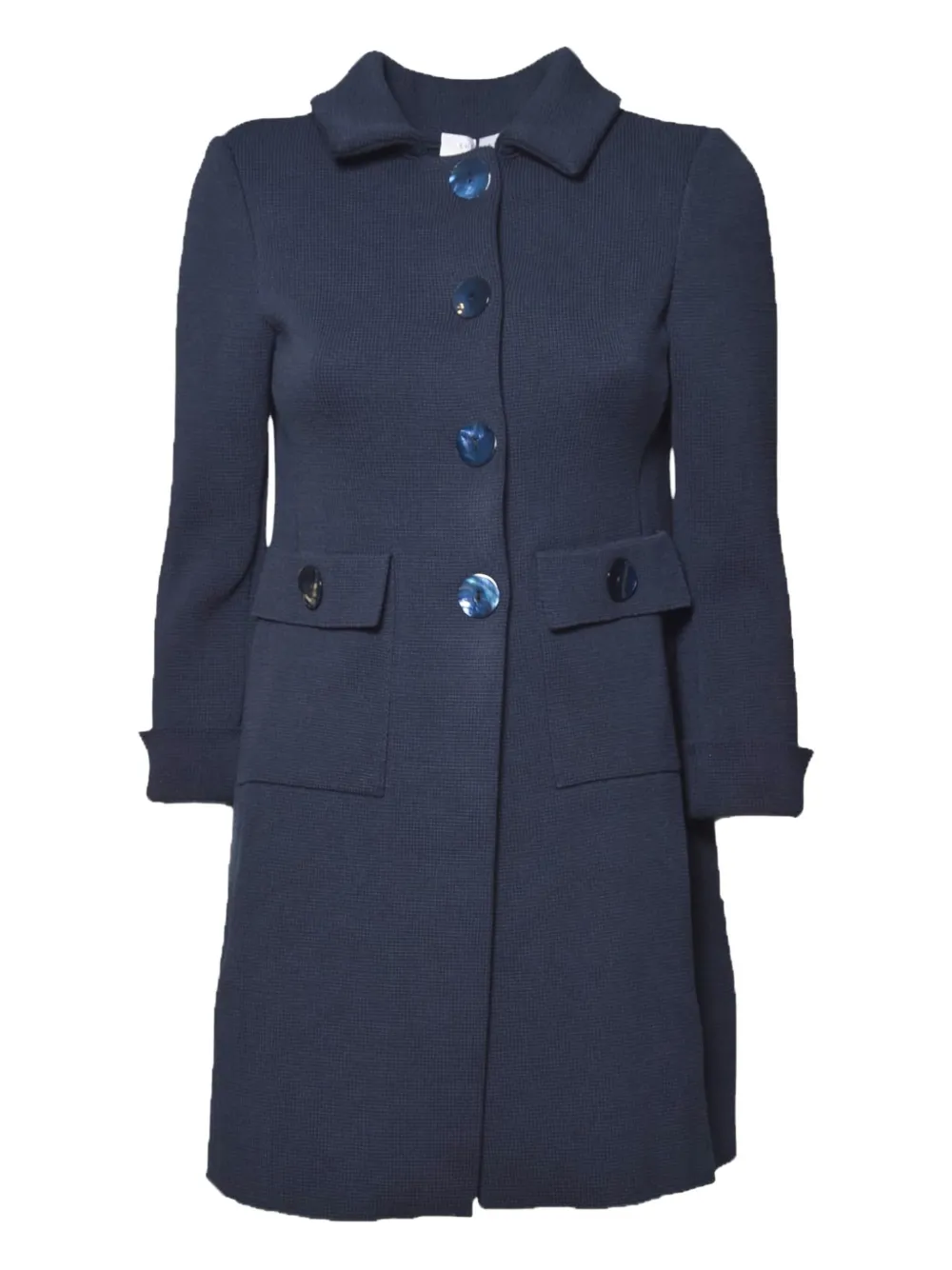 Charlott Short Single-breasted Cotton Knit Coat In Blue In Blue