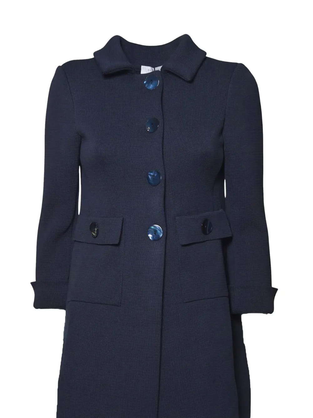 Charlott Short Single-breasted Cotton Knit Coat In Blue In Blue
