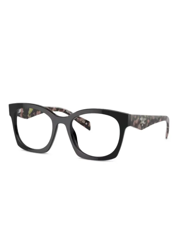 Prada Eyewear スクエアメガネフレーム | ブラック | FARFETCH JP