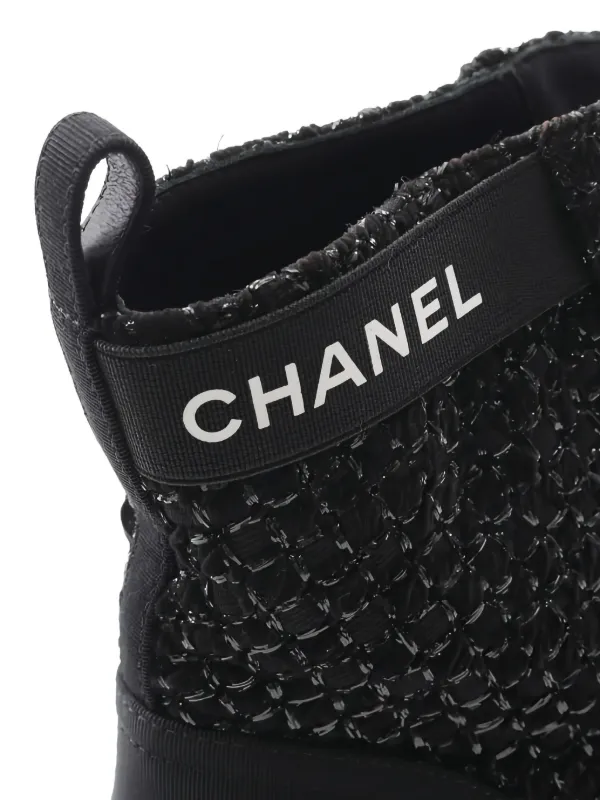 CHANEL Pre-Owned 55mm faux-pearl Embellished Tweed Boots | Black