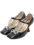 Gucci Pre-Owned 80mm bow-embellished faux-pearl pumps - Black