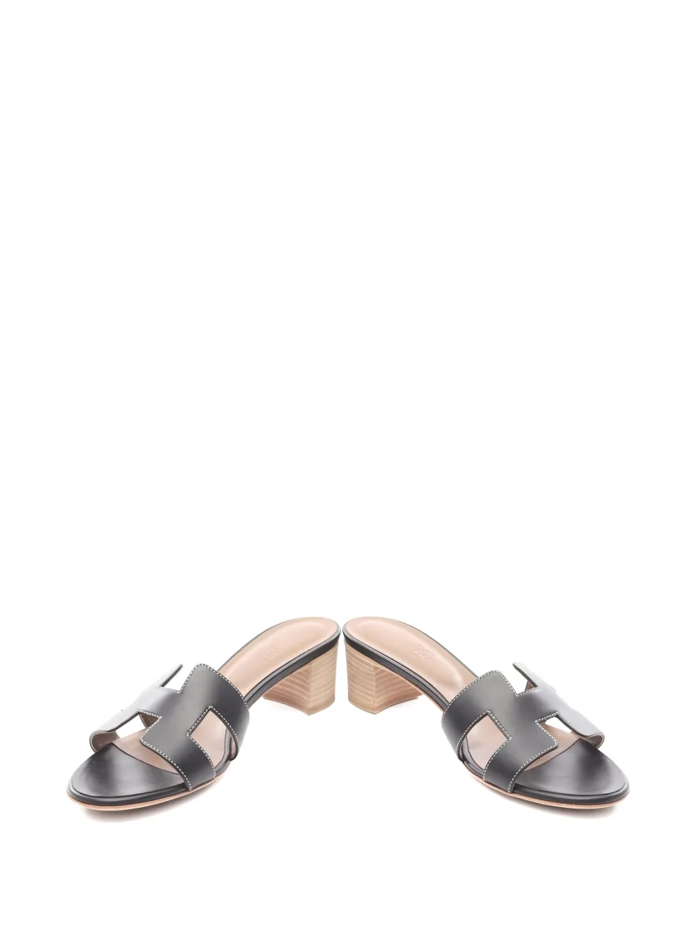 Pre-owned Hermes 50mm Oasis Cut-out Sandals In Black