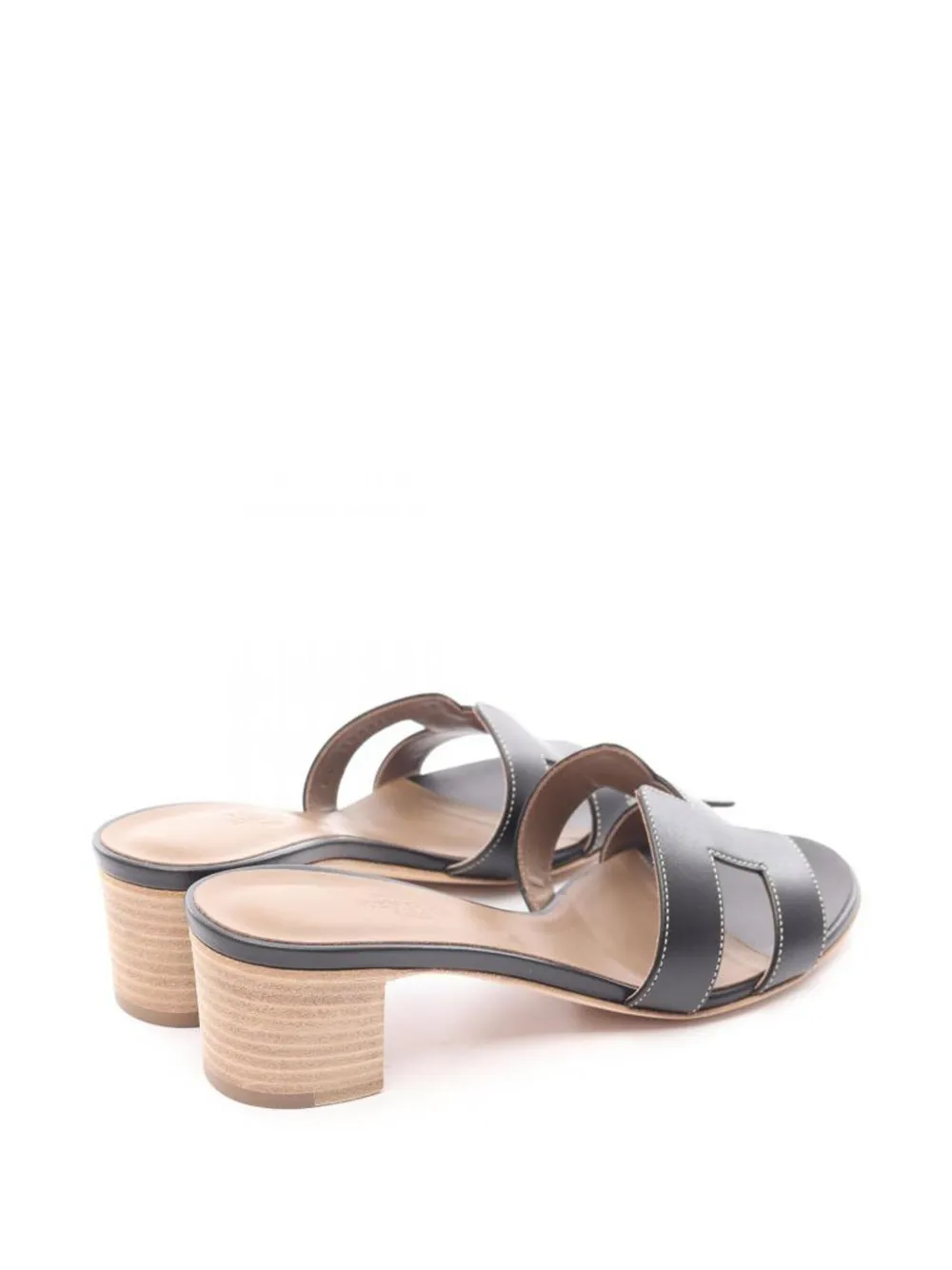 Pre-owned Hermes 50mm Oasis Cut-out Sandals In Black