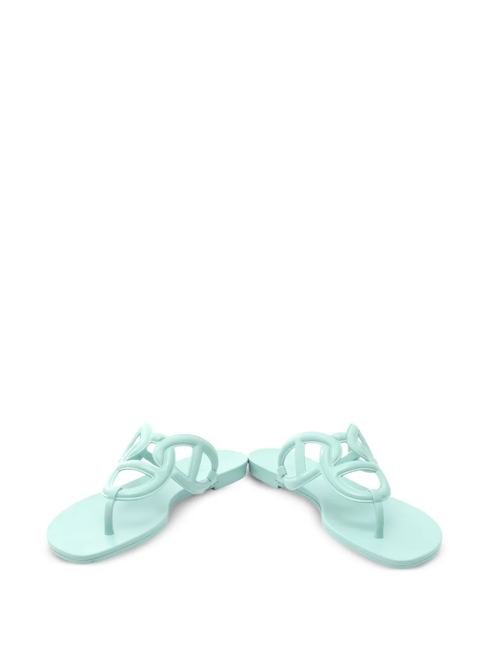 Pre-owned Hermes Egeri Slides In Green