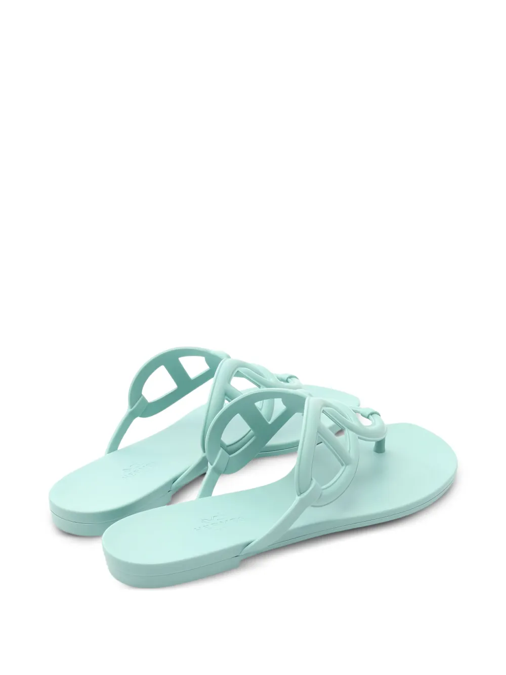 Pre-owned Hermes Egeri Slides In Green