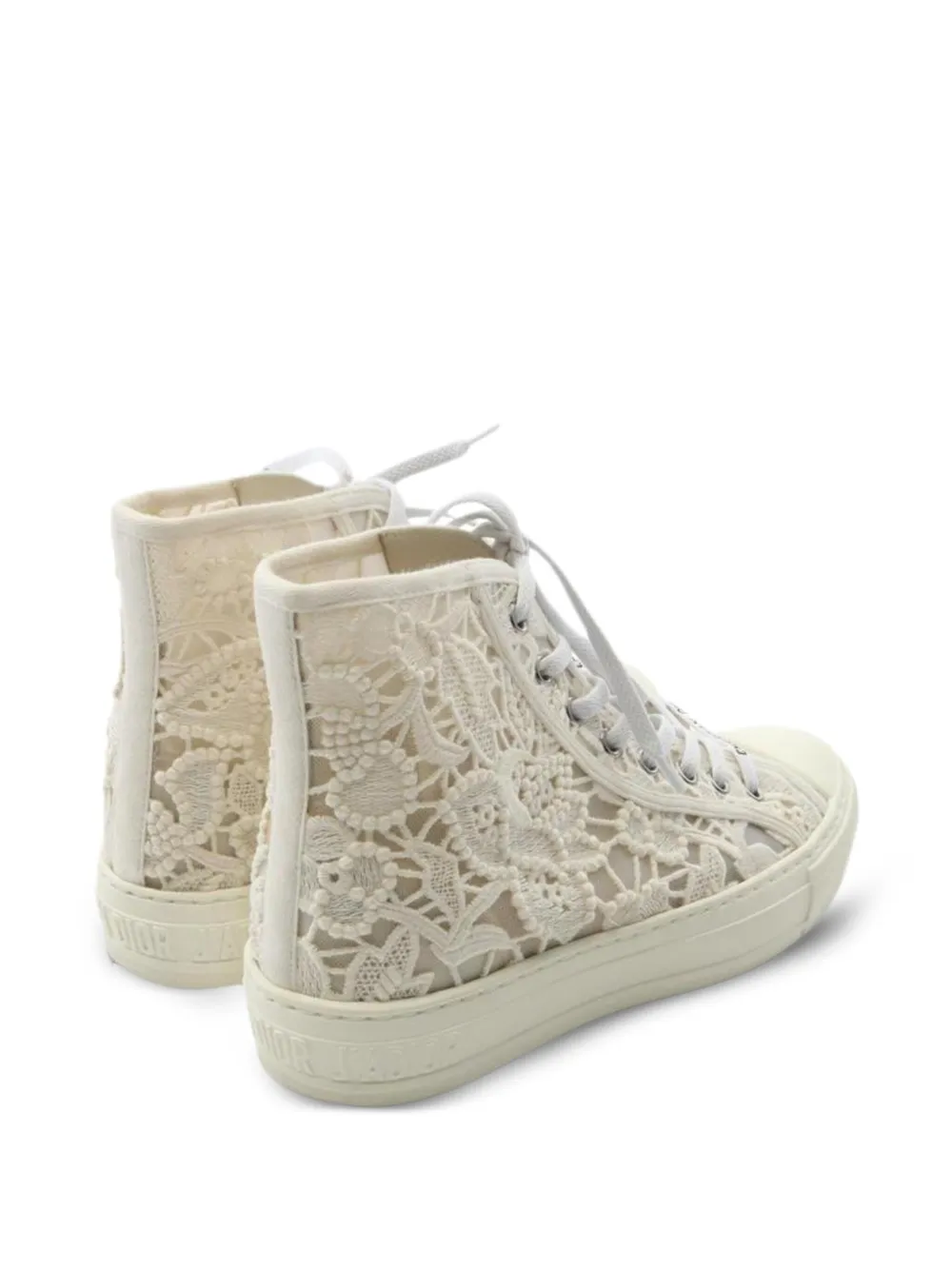 Pre-owned Dior Walk'n' Floral-lace Sneakers In White