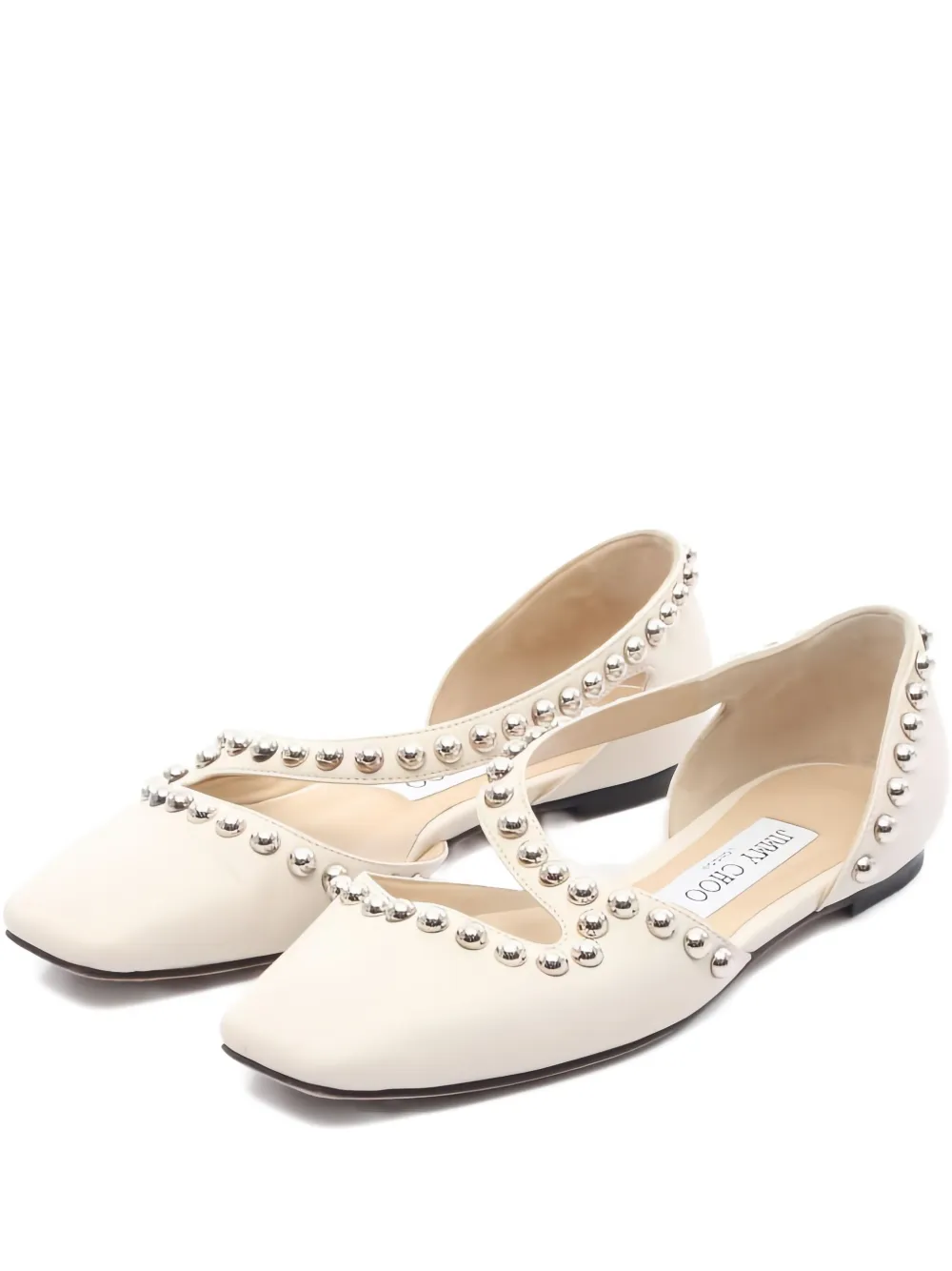 Jimmy Choo Pre-Owned Joezie stud-embellished ballet flats | Neutrals | Image 1
