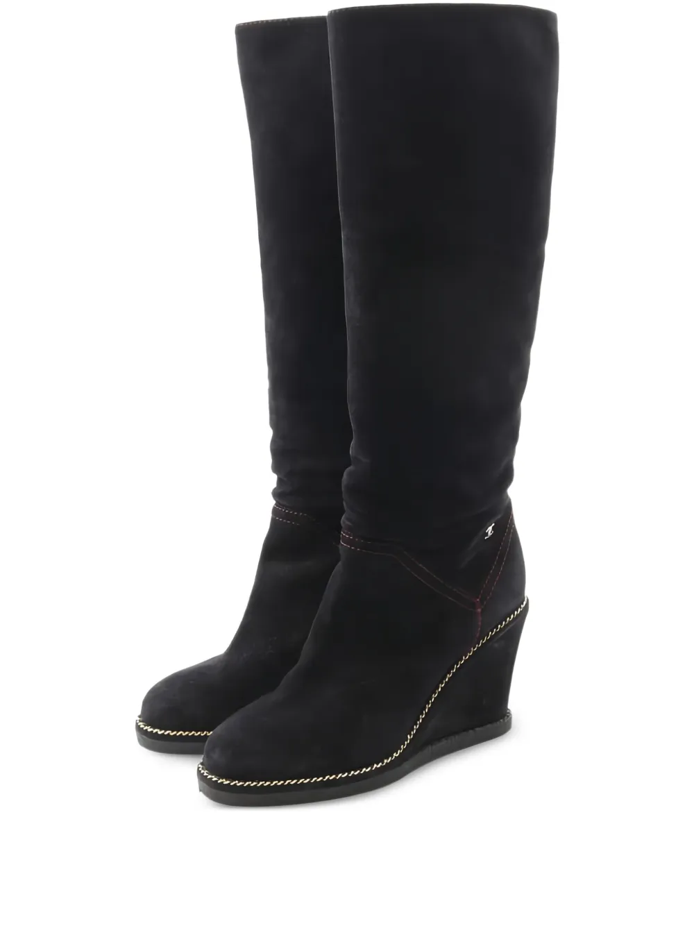 CHANEL Pre-Owned 40mm Interlocking CC knee-high boots - ブラック CHANEL Pre-Owned 40mm Interlocking CC knee-high boots - ブラック