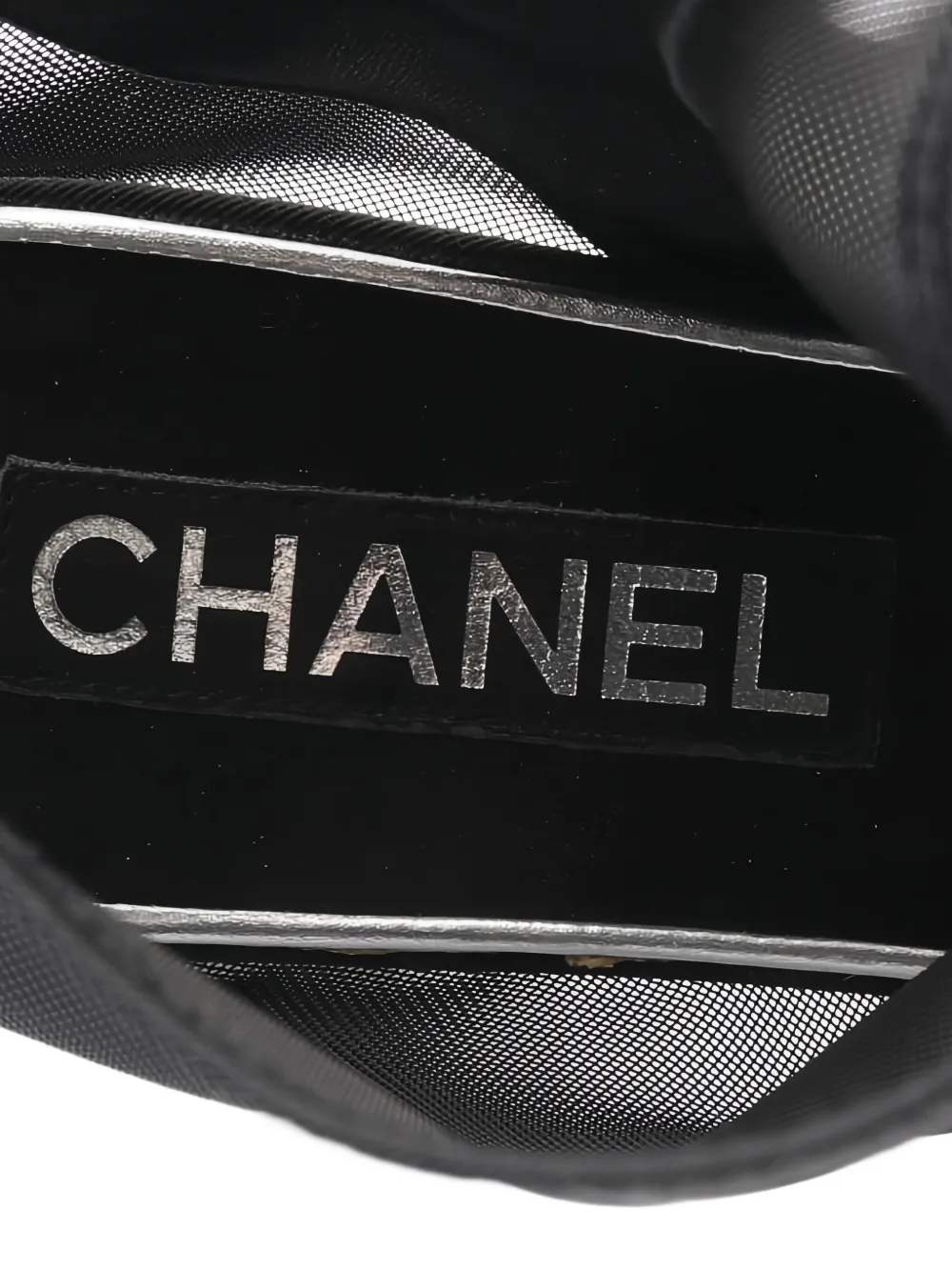 Pre-owned Chanel 50mm Camellia Mesh Boots In Black