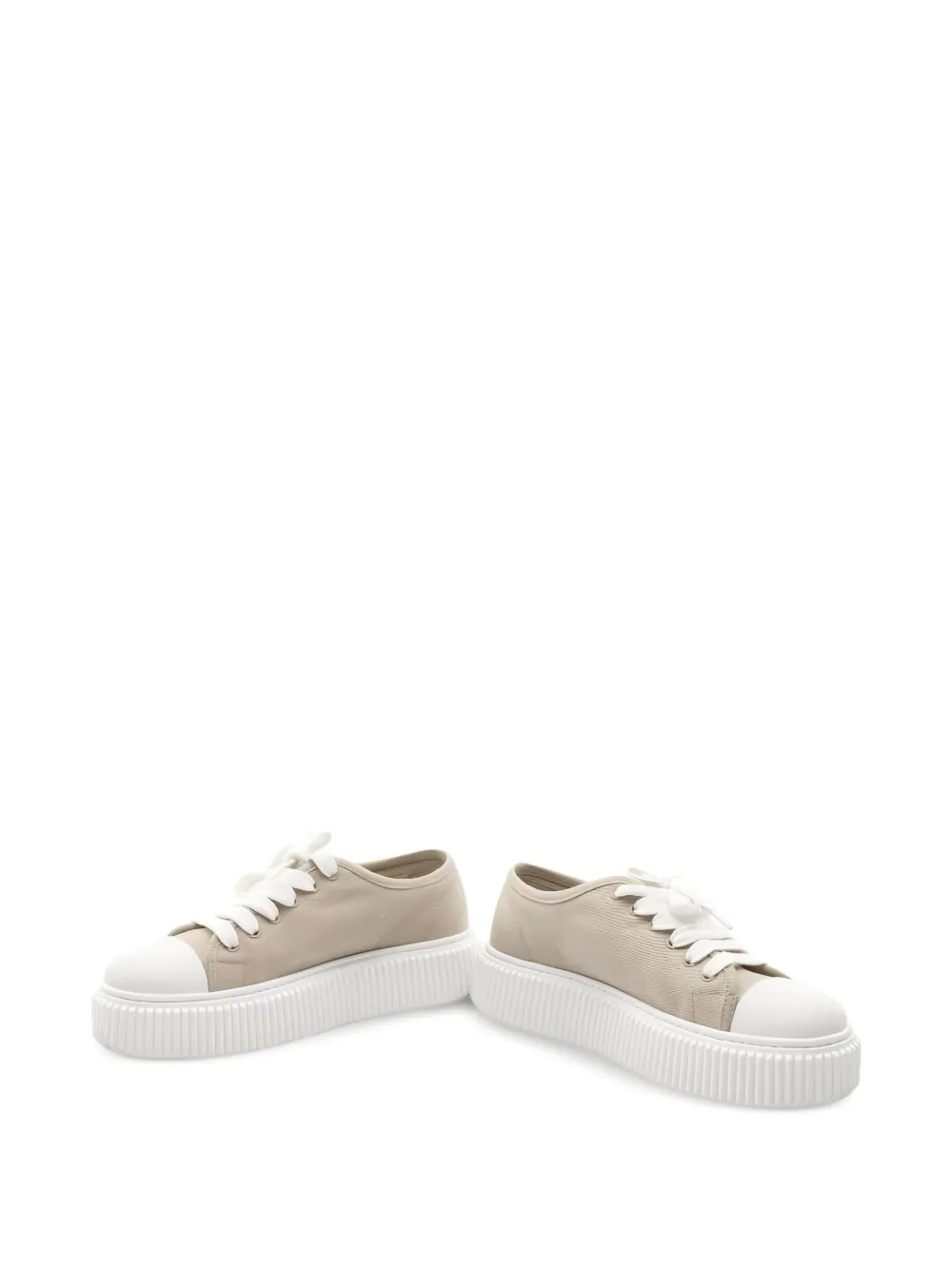 Pre-owned Miu Miu Platform Canvas Sneakers In Neutral