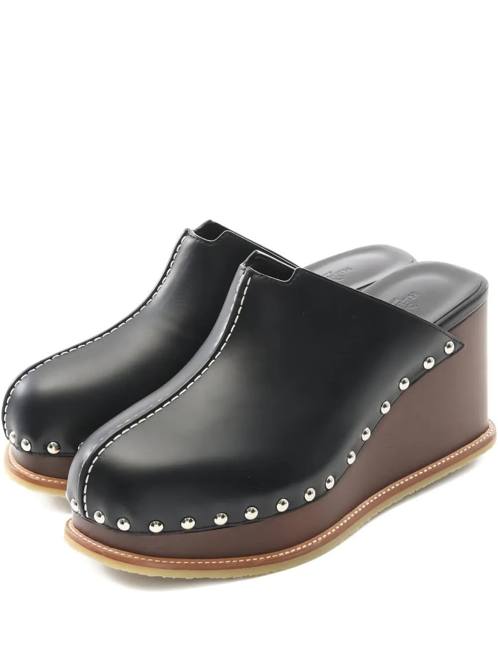 Hermès Pre-Owned 90mm Earth stud-detail mules | Black | Image 1