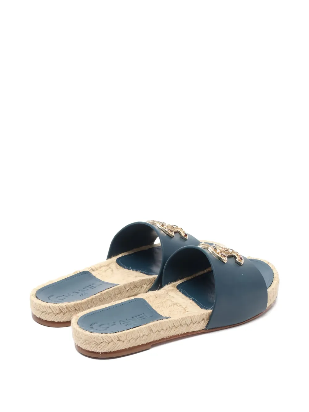 Pre-owned Chanel Interlocking Cc-embellished Espadrilles In Blue