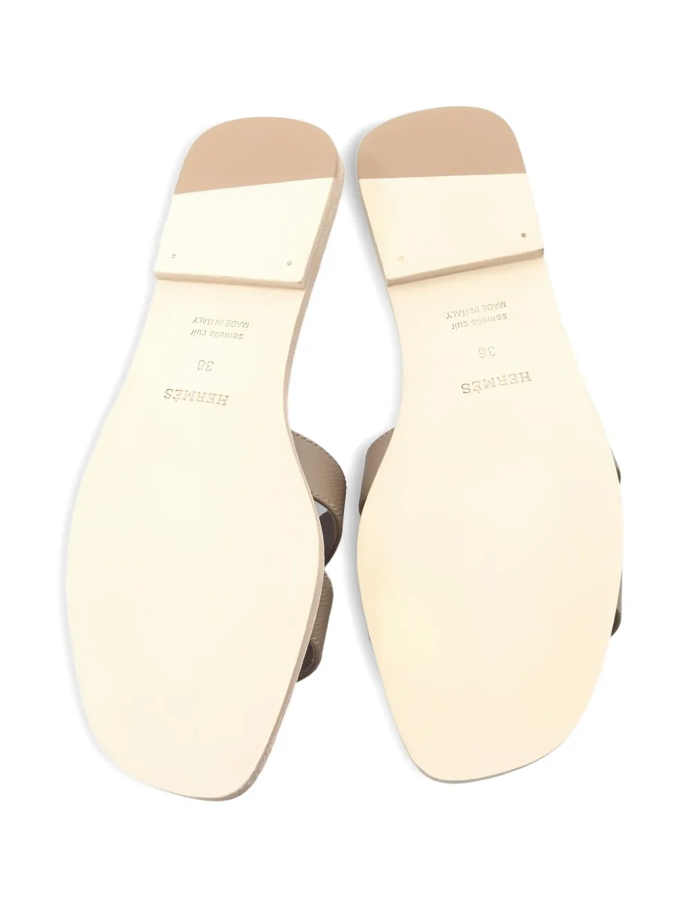 Pre-owned Hermes Oran Leather Sandals In Brown