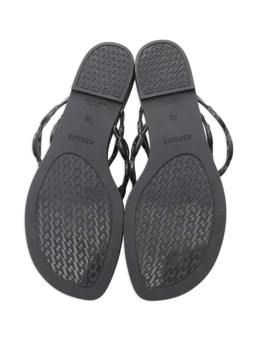 Pre-owned Hermes Island Chaîne D'ancre Slides In Black