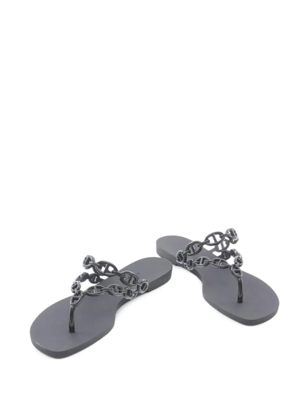 Pre-owned Hermes Island Chaîne D'ancre Slides In Black