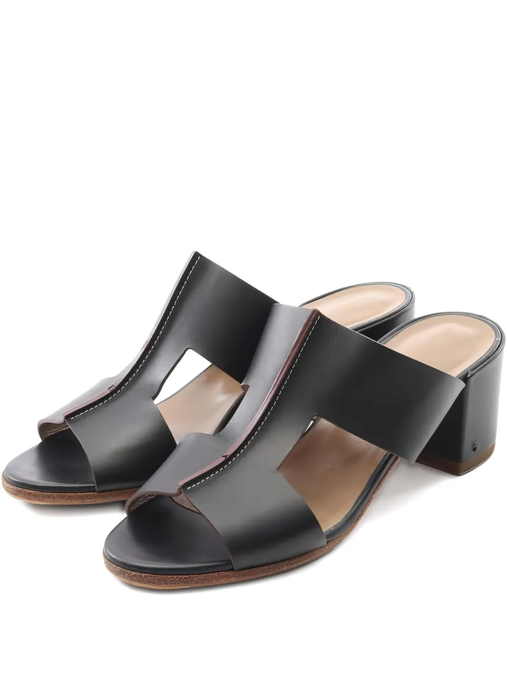 Hermès Pre-Owned 60mm Ostia leather sandals | Black | Image 1