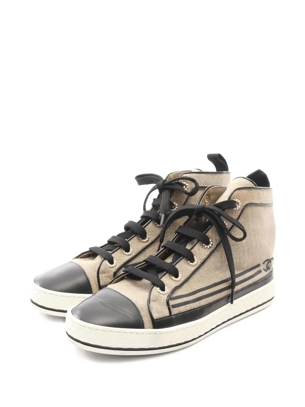 CHANEL Pre-Owned Interlocking CC hi-top sneakers | Neutrals | Image 1