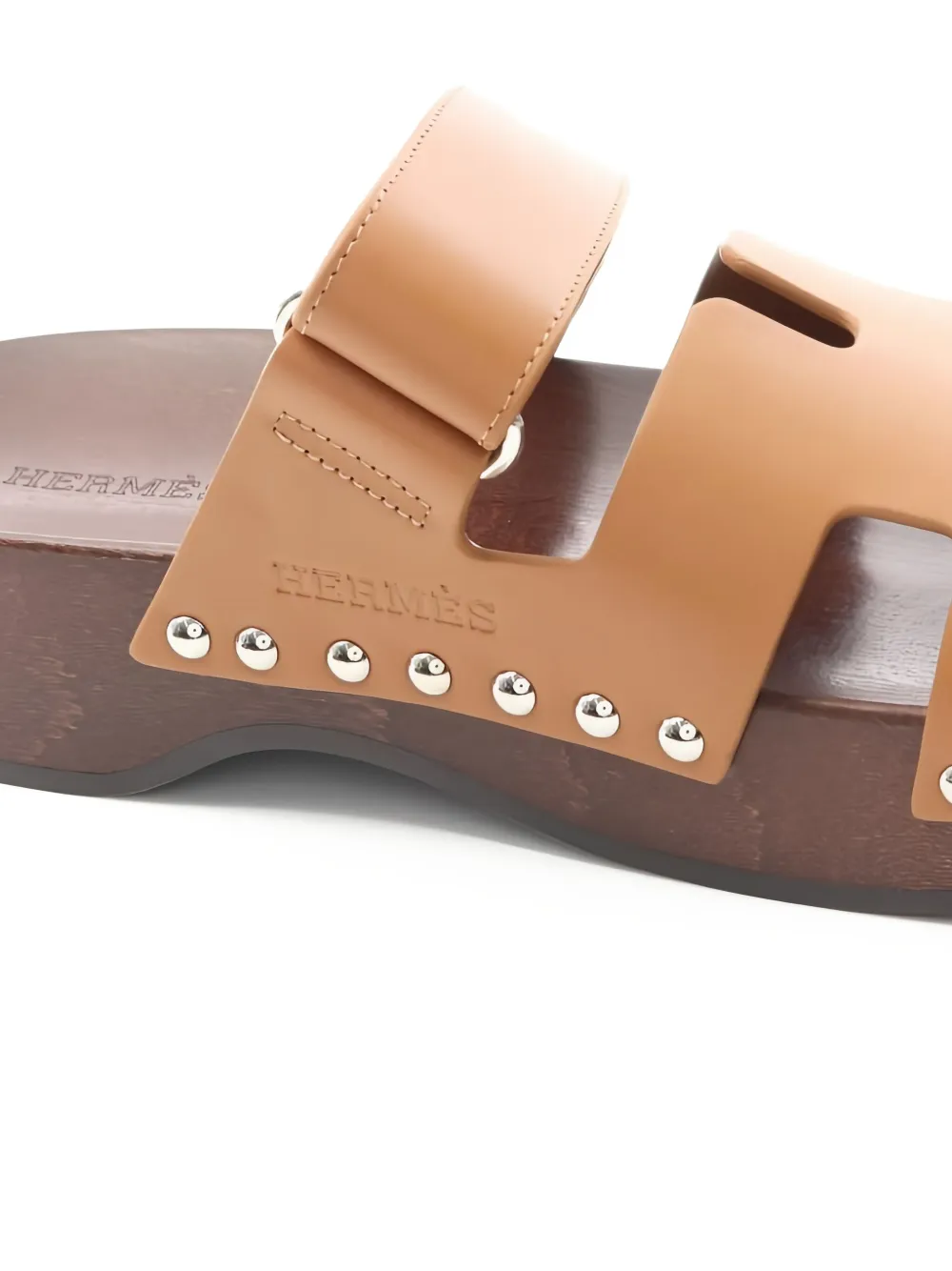 Pre-owned Hermes Kos Stud-detail Sandals In Brown