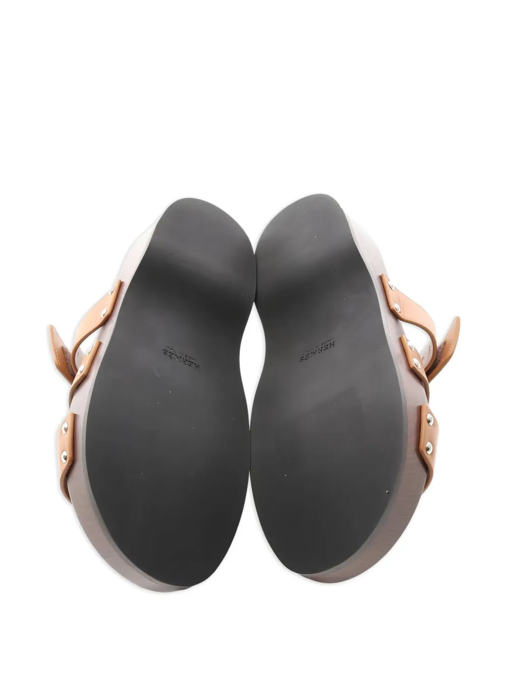 Pre-owned Hermes Kos Stud-detail Sandals In Brown