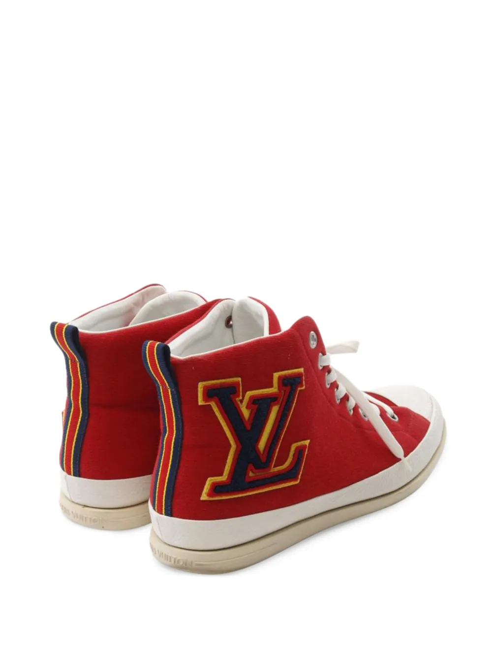 Pre-owned Louis Vuitton Fastball Logo-appliqué Sneakers In Red