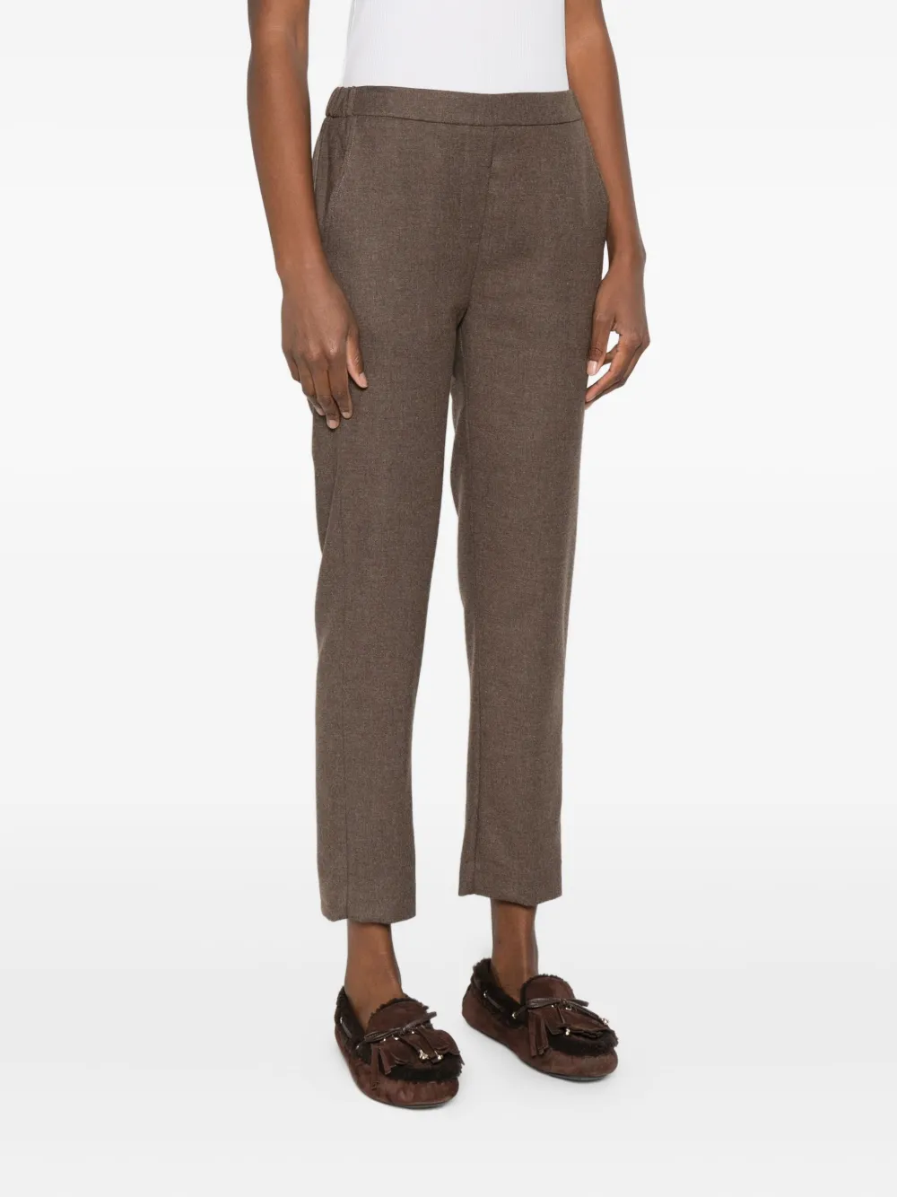 Diega Virgin Wool-blend Trousers In Brown