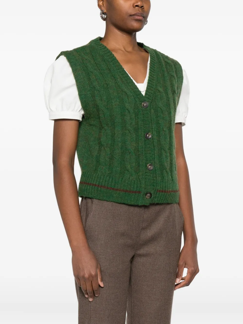 Diega Cable-knit Waistcoat In Green