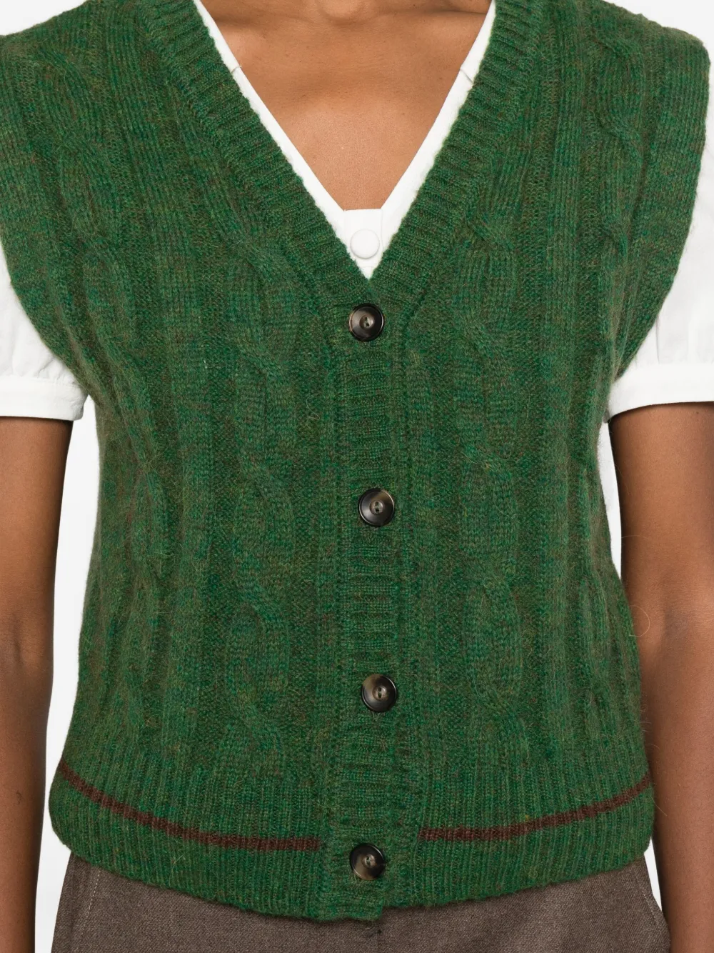 Diega Cable-knit Waistcoat In Green