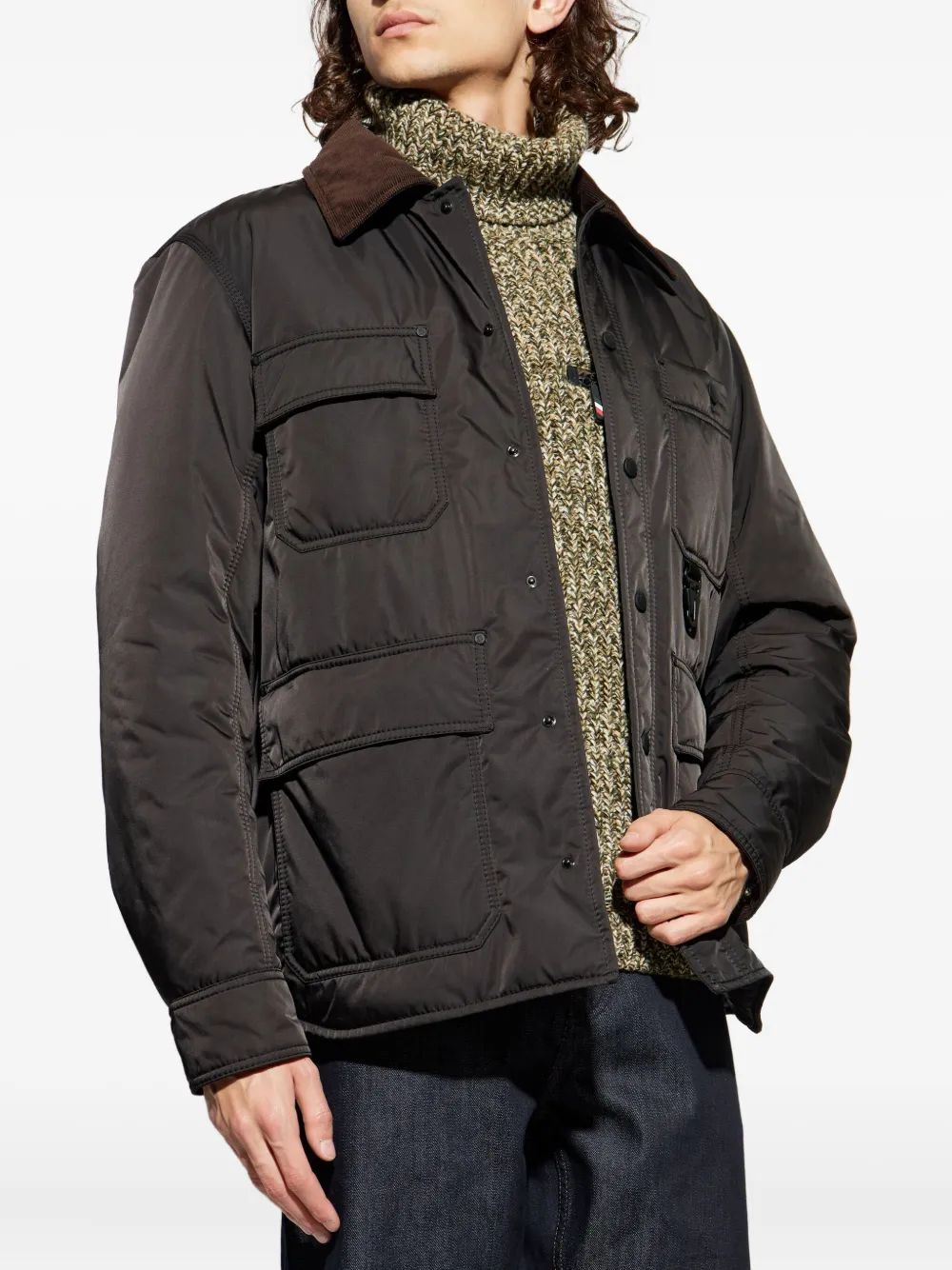 Moncler Waterton Corduroy-collar Padded Jacket In Multi