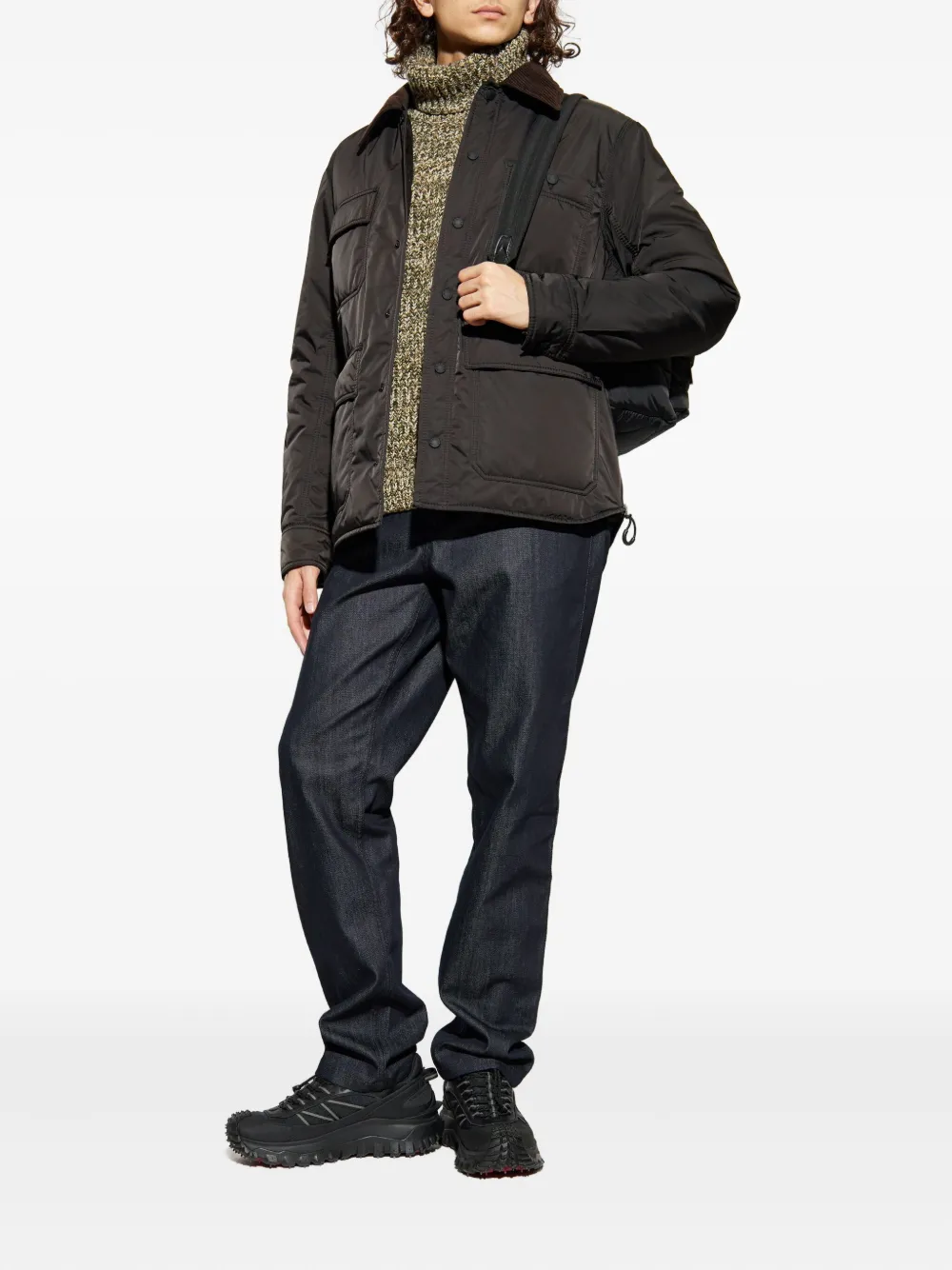 Moncler Waterton Corduroy-collar Padded Jacket In Multi