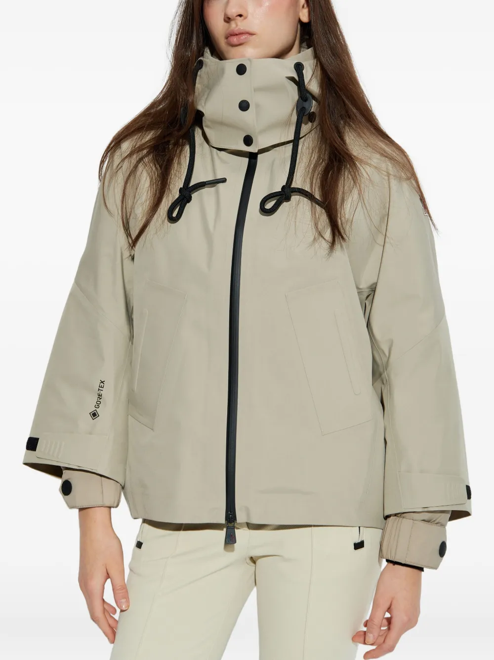Moncler Button Hooded Jacket In Neutral