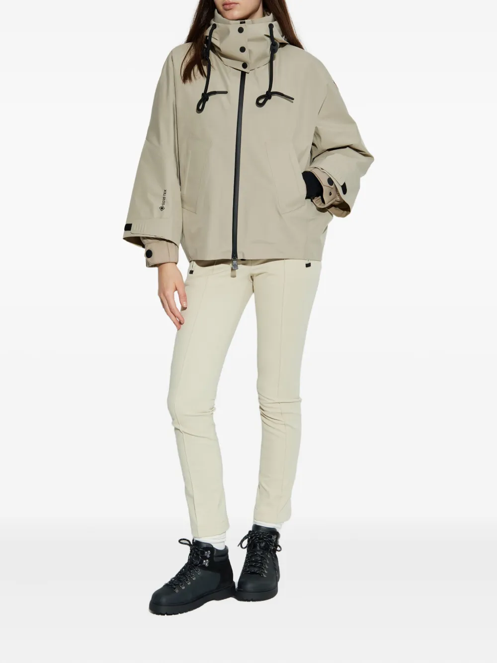 Moncler Button Hooded Jacket In Neutral