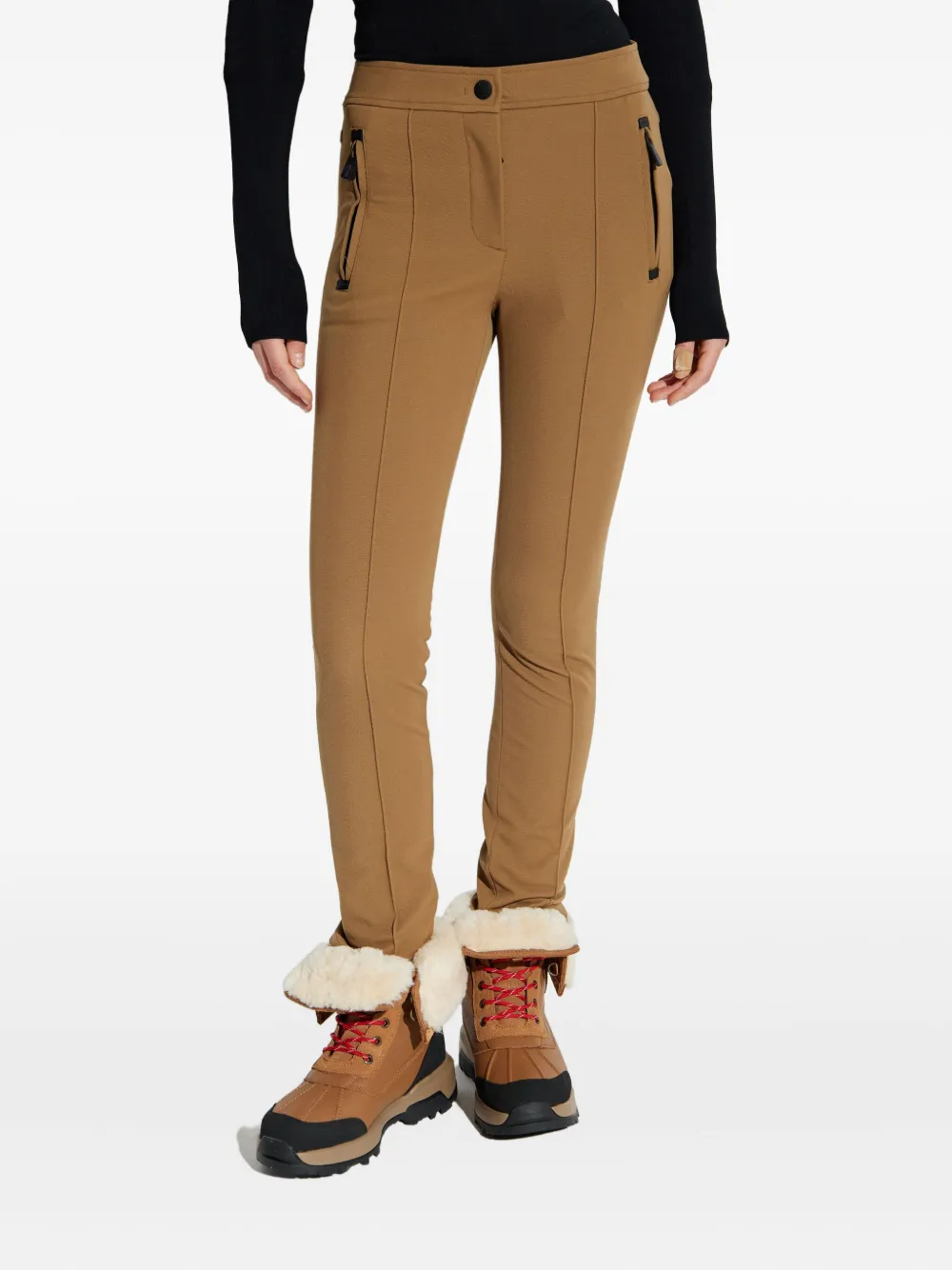 Moncler Zip-detail Trousers In Brown