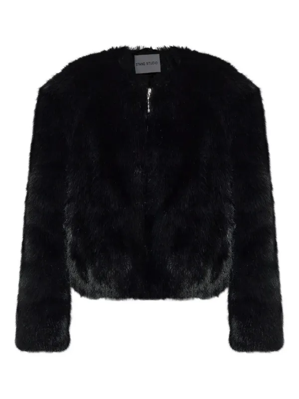 STAND STUDIO 黒エコファーコート STAND STUDIO エコファー ジャケット | ブラック | FARFETCH JP