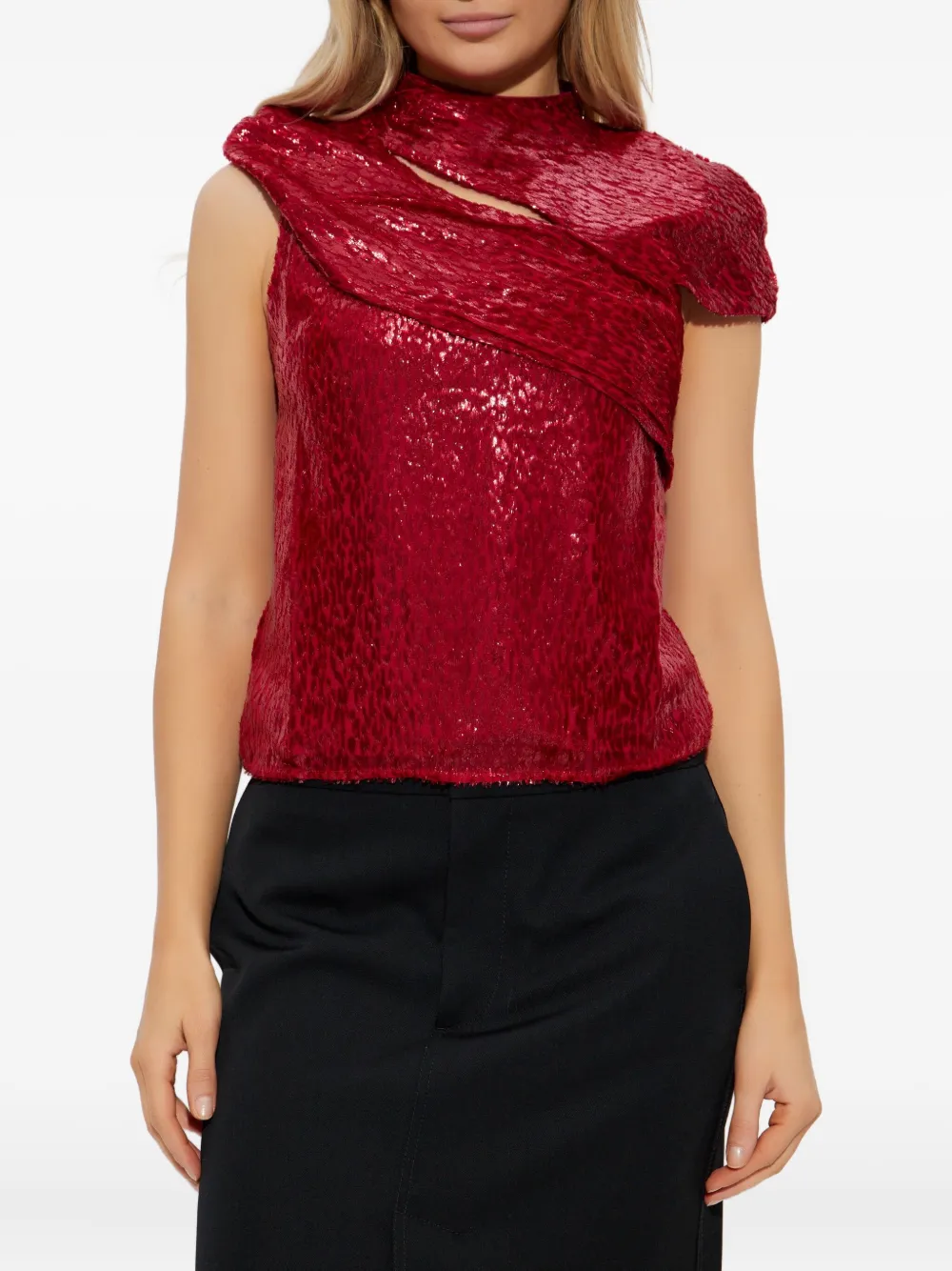 Self-Portrait Gedrapeerde blouse Rood