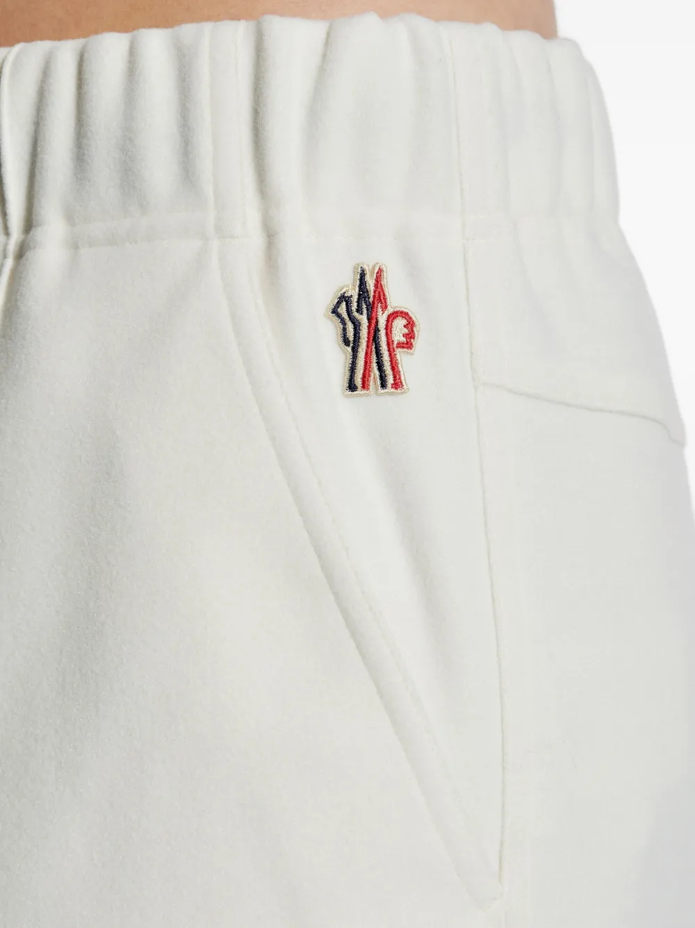 Moncler Drawstring Logo Track Pants In White