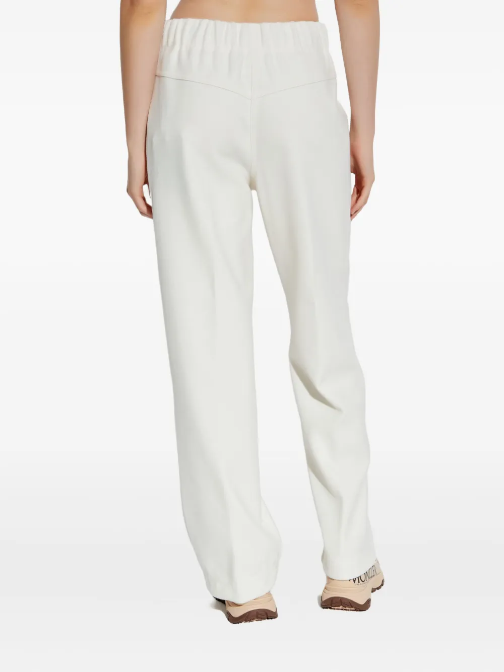 Moncler Drawstring Logo Track Pants In White