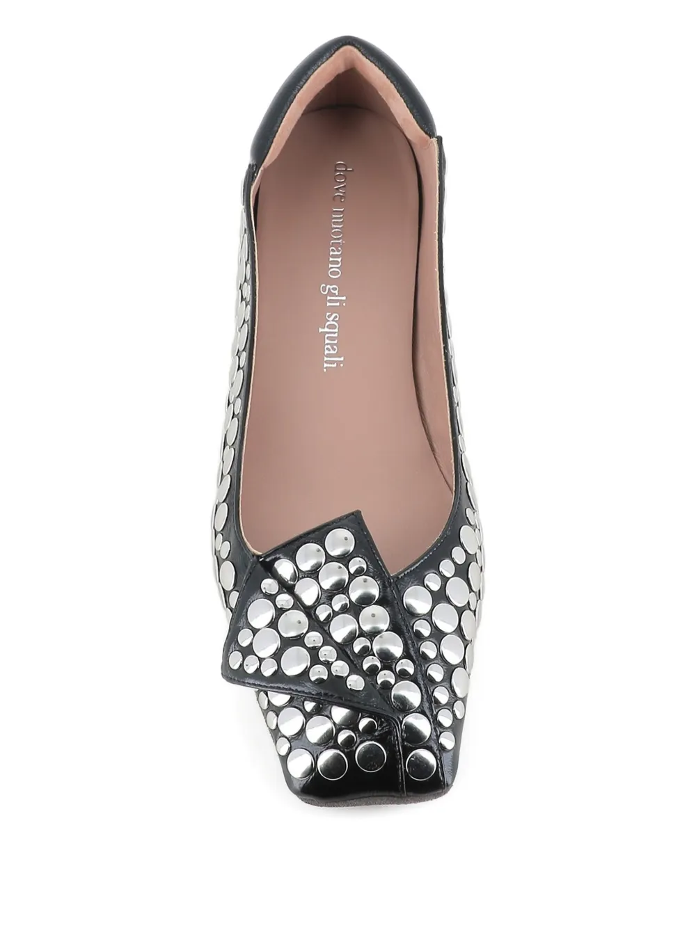 Dove Nuotano Gli Squali Stud-embellished Square-toe Ballet Flats In Black