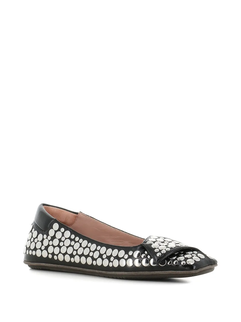 Dove Nuotano Gli Squali stud-embellished square-toe ballet flats - Zwart