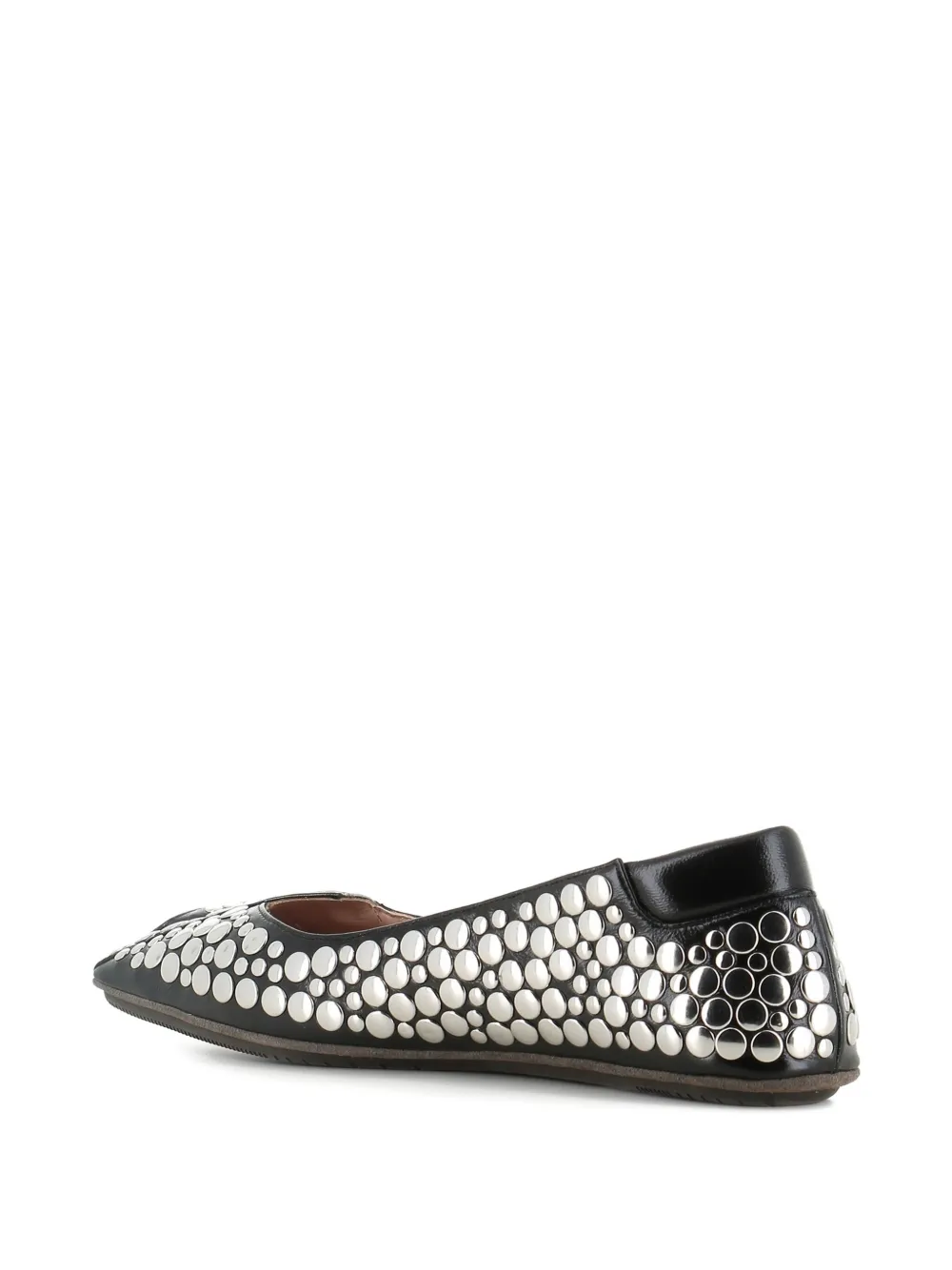 Dove Nuotano Gli Squali Stud-embellished Square-toe Ballet Flats In Black