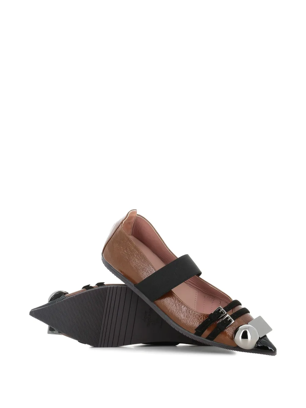 Dove Nuotano Gli Squali Elasticated-strap Ballet Flats In Brown