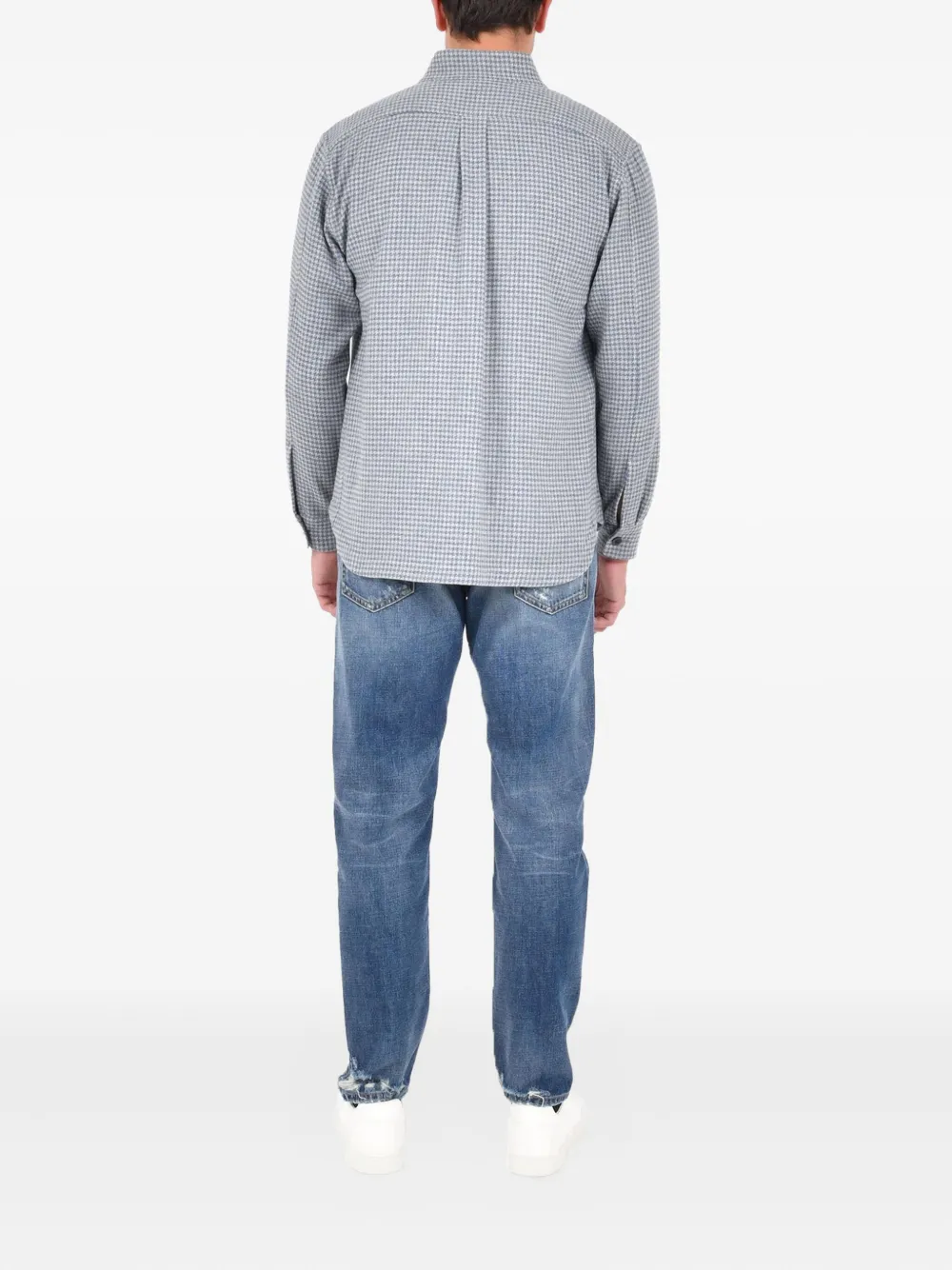 Boglioli Geruit overhemd met borstzak Blauw