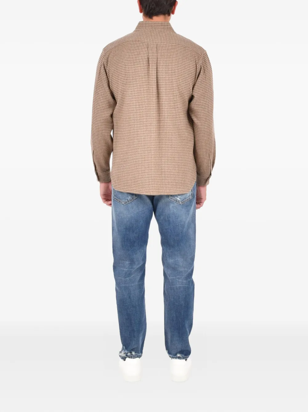 Boglioli Geruit overhemd met borstzak Bruin