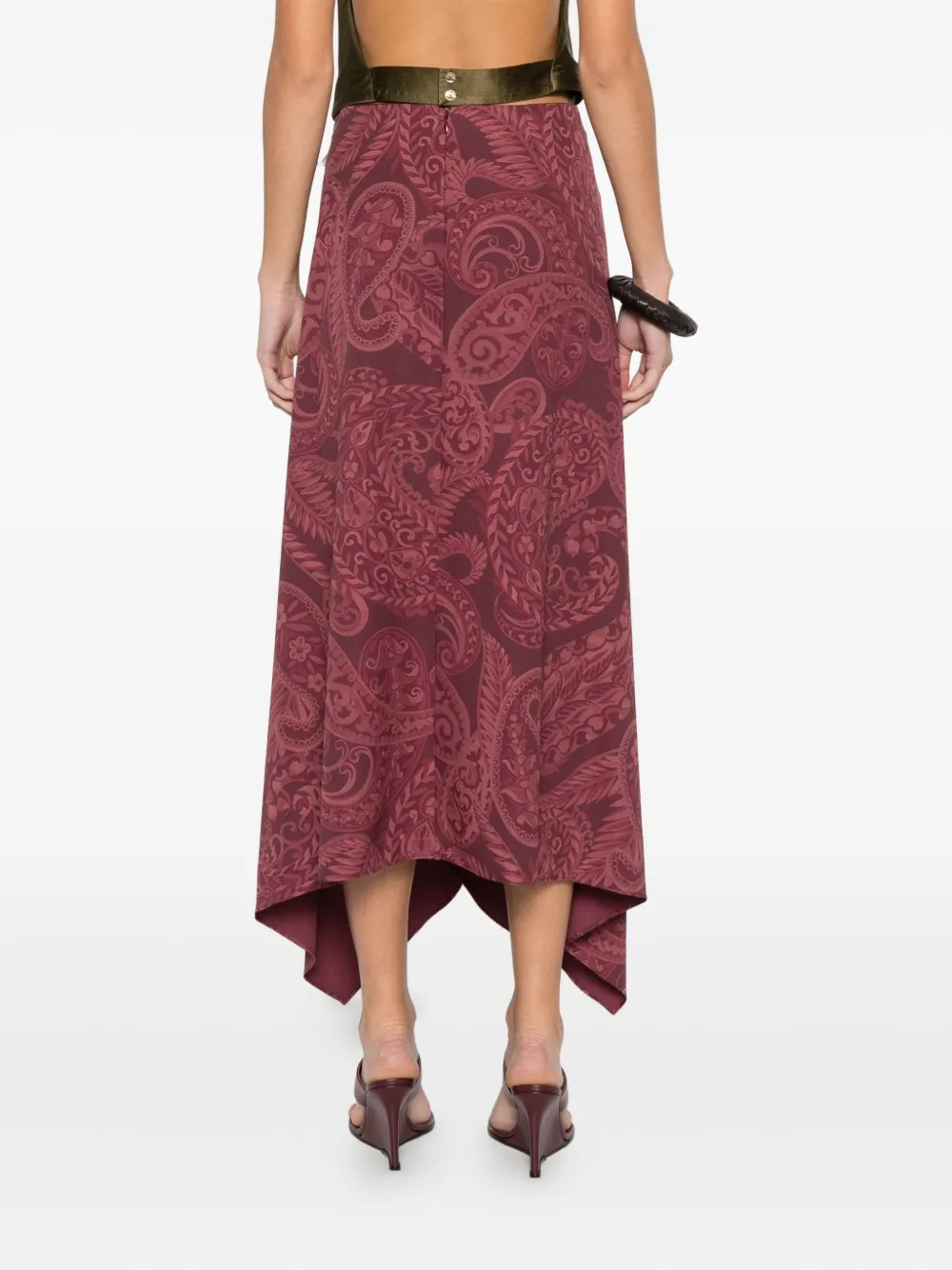 Etro Paisley-print Ruffled Skirt In Red