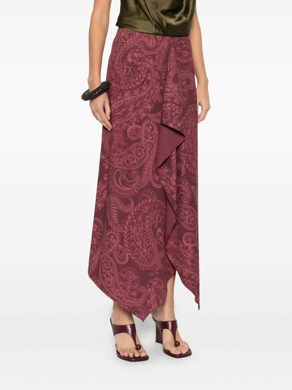 Etro Paisley-print Ruffled Skirt In Red